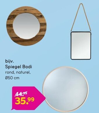 Leen Bakker Spiegel Bodi rond, naturel, Ø50 cm aanbieding