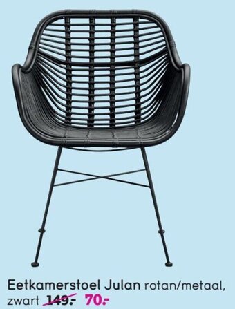 Leen Bakker Eetkamerstoel Julan rotan/metaal, zwart aanbieding