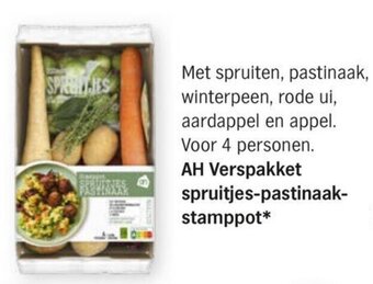 Albert Heijn AH Verspakket spruitjes-pastinaak stamppot aanbieding
