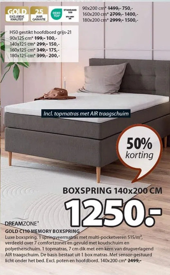 Jysk Dreamzone gold ct10-memory boxspring aanbieding