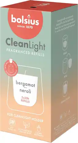 Intratuin Bolsius navulling clean light bergamot & neroli wit 20 uur d 5,5 h 11,6 cm 2 stuks aanbieding