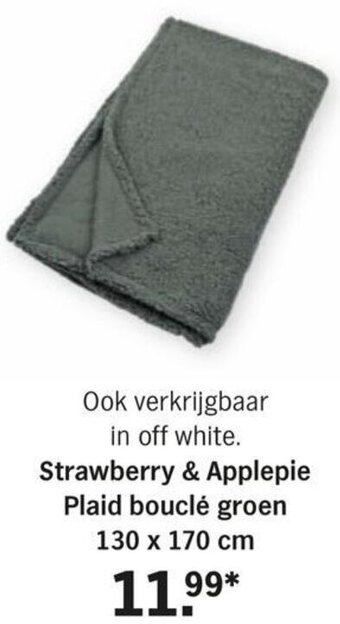 Albert Heijn Strawberry & Applepie Plaid bouclé groen 130 x 170 cm aanbieding