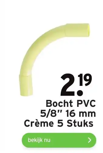 GAMMA Bocht PVC 5/8” 16mm Creme 5 stuks aanbieding