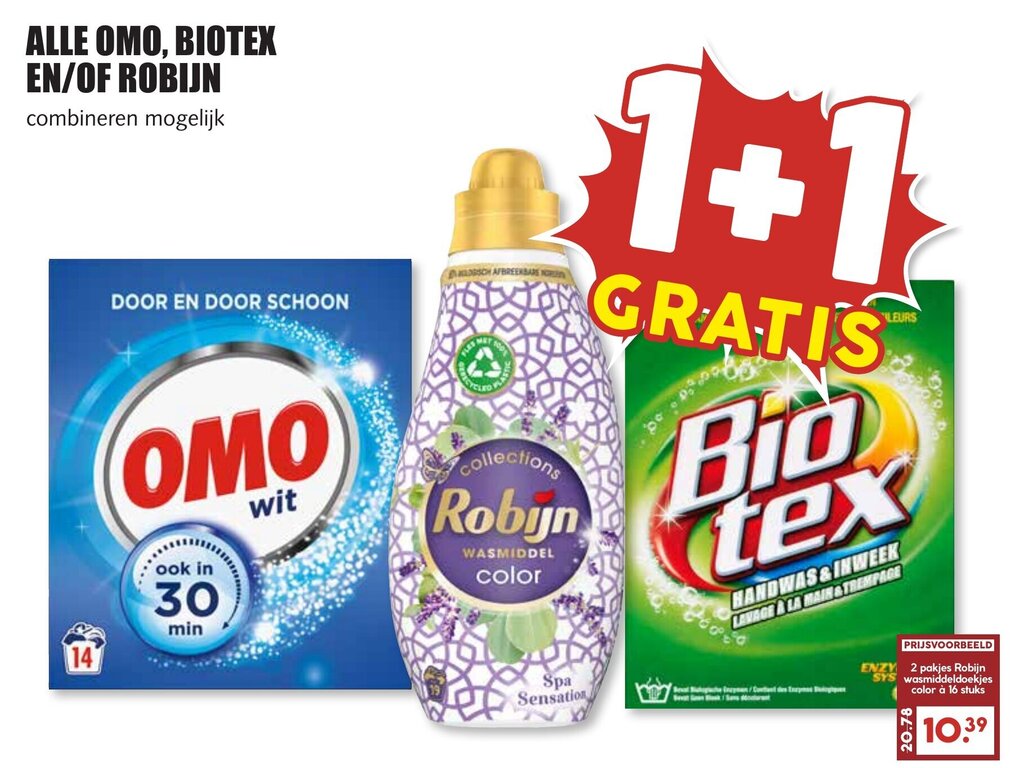 ALLE OMO, BIOTEX EN/OF ROBIJN aanbieding bij De Boerenschuur