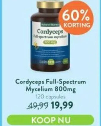 Holland & Barrett Cordyceps Full-Spectrum Mycelium 800mg 120 capsules aanbieding