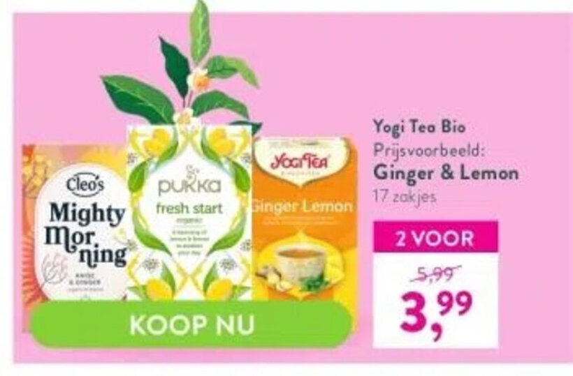 Yogi Tea Bio Prijsvoorbeeld Ginger & Lemon 17 zakjes aanbieding bij