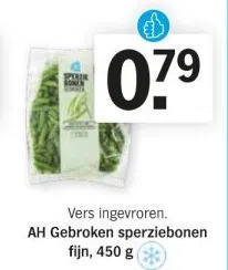 Albert Heijn Vers ingevroren. ah gebroken sperziebonen fijn, 450 g aanbieding