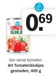 Albert Heijn Van verse tomaten. ah tomatenblokjes gesneden, 400 g aanbieding