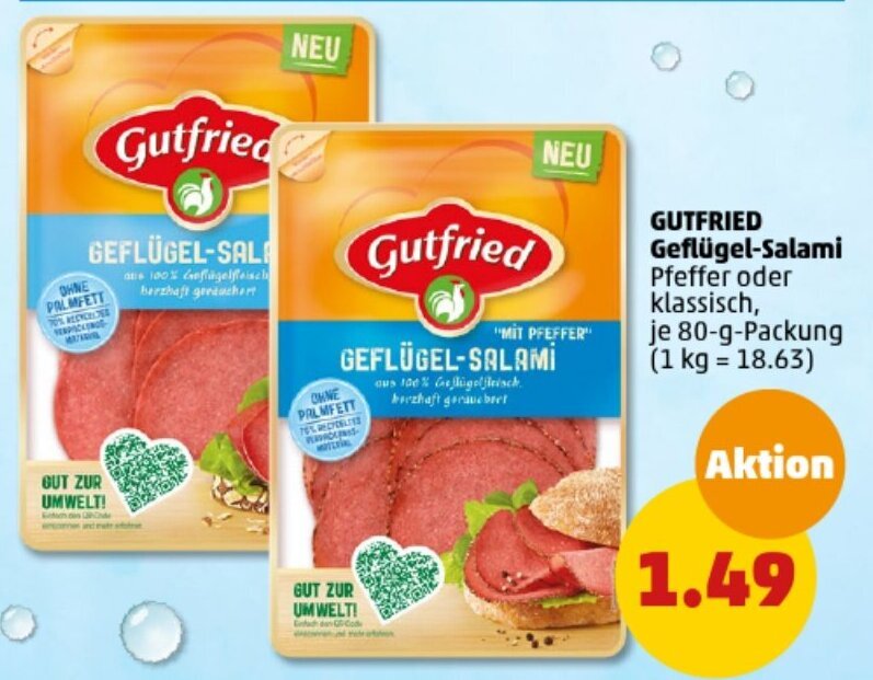 GUTFRIED Geflügel Salami aanbieding bij PENNY DE
