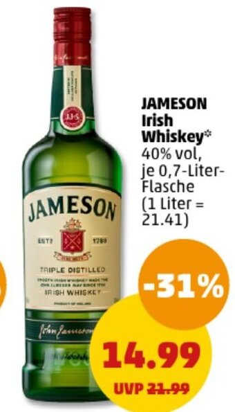 PENNY DE JAMESON Irish Whiskey aanbieding