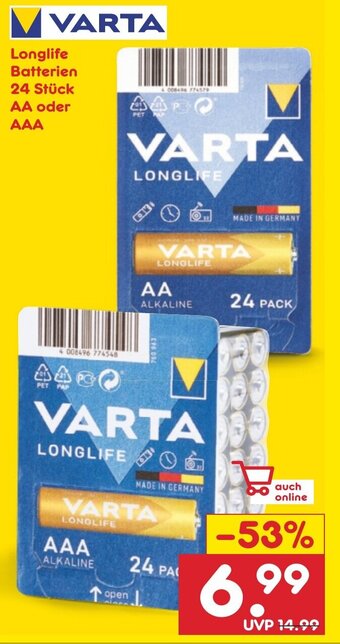 Netto Marken-Discount DE VARTA Longlife Batterien aanbieding