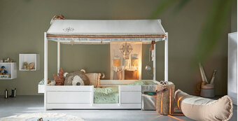 Babypark 4-in-1 bedcombinatie met dakframe incl. rolbodem aanbieding
