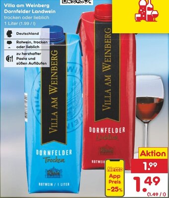 Netto Marken-Discount DE Villa am Weinberg Dornfelder Landwein  1 liter aanbieding