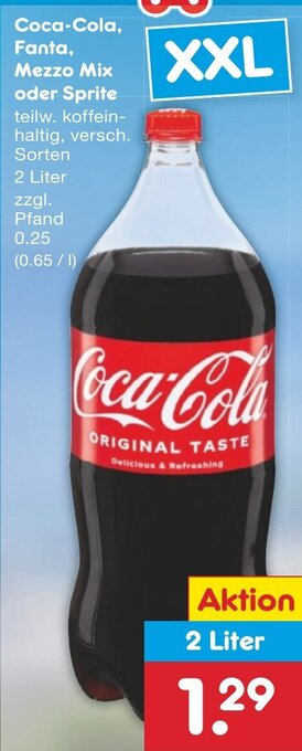 Netto Marken-Discount DE Coca-Cola, Fanta, Mezzo Mix oder Sprite 2 Liter aanbieding
