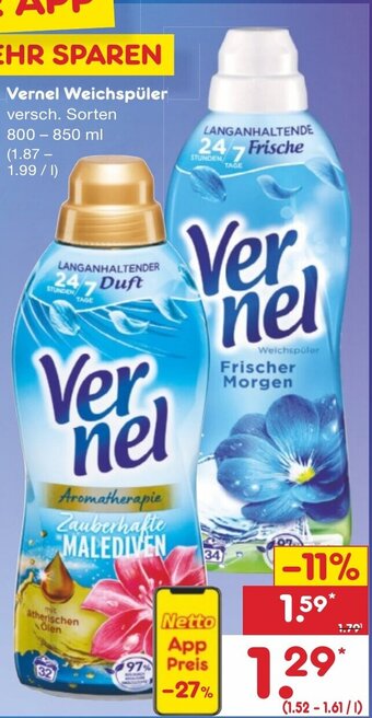 Netto Marken-Discount DE Vernel Weichspüler  800-850ml aanbieding