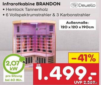 Netto Marken-Discount DE Dewello Infrarotkabine BRANDON aanbieding