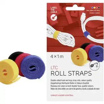 Conrad Label the cable ltc 1230 19 inch klittenband geel, zwart, rood, blauw aanbieding