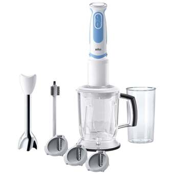 Conrad Braun 4191-mq5260whbl staafmixer 1000 w met maatbeker, met mixbeker, turbofunctie wit-blauw aanbieding