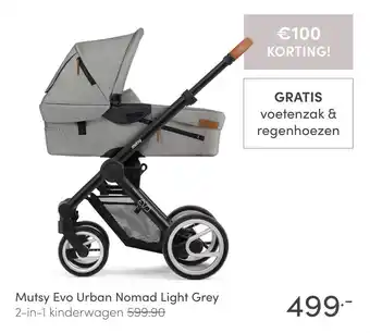 Baby & Tiener Mutsy Evo Urban Nomad Light Grey 2-in-1 kinderwagen aanbieding