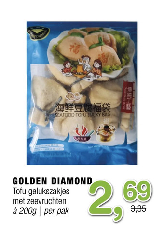 Amazing Oriëntal Golden diamond tofu gelukszakjes met zeevruchten aanbieding