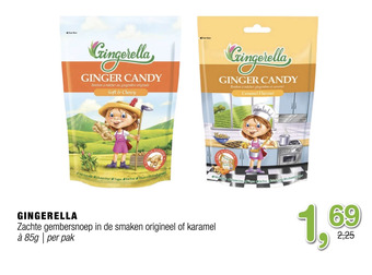 Amazing Oriëntal Gingerella zachte gembersnoep in de smaken origineel of karamel aanbieding