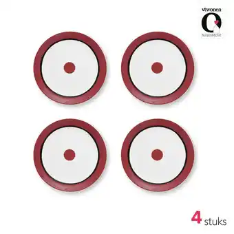fonQ Vtwonen ontbijtborden - circles - rood - set van 4 aanbieding
