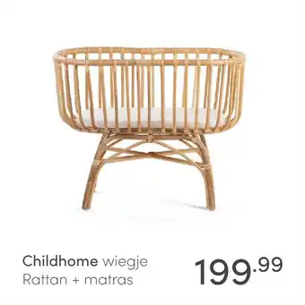 Baby & Tiener Childhome wiegje Rattan + matras aanbieding