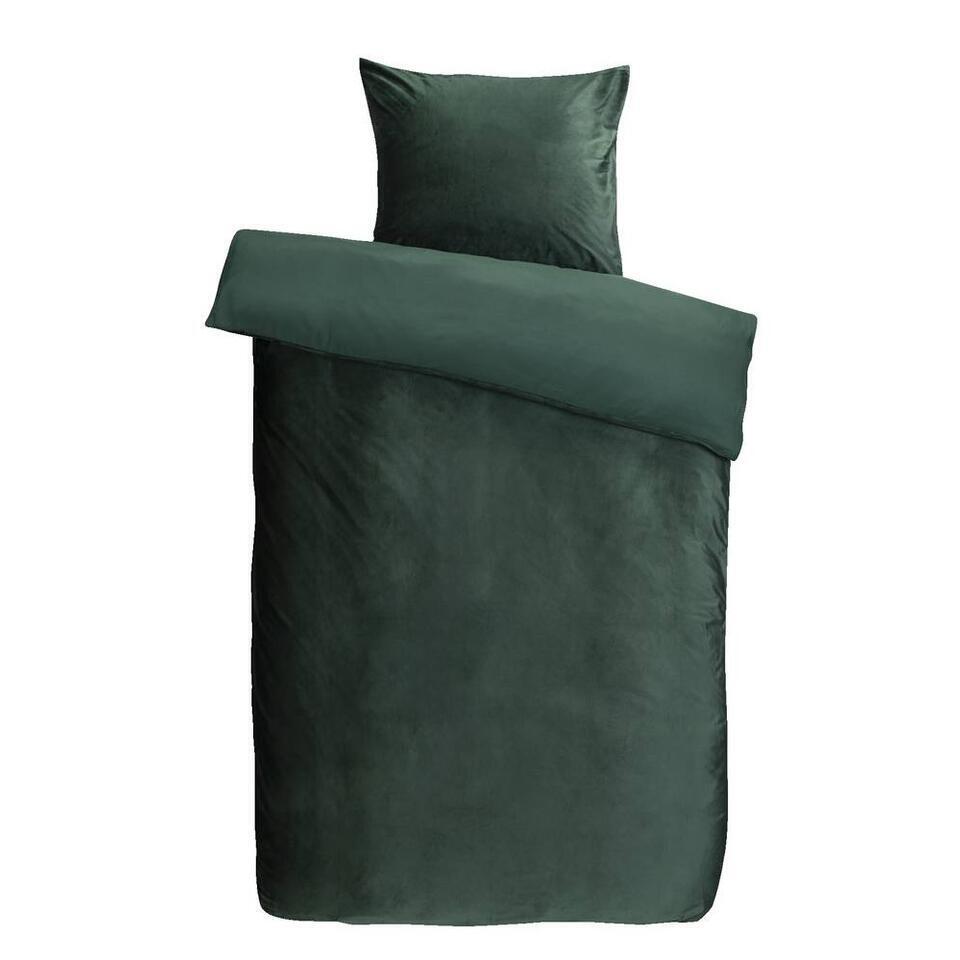 Leen Bakker Royal dekbedovertrek elina effen - groen - 140x200/220 cm - leen bakker aanbieding