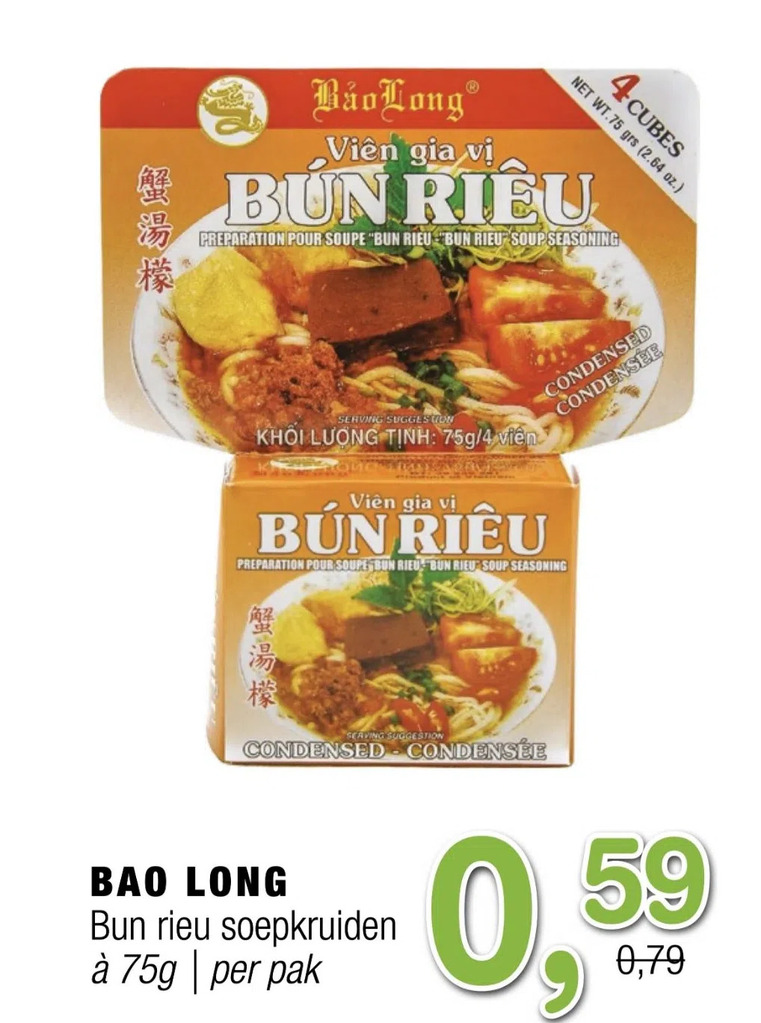 Amazing Oriëntal Bao long bun rieu soepkruiden aanbieding