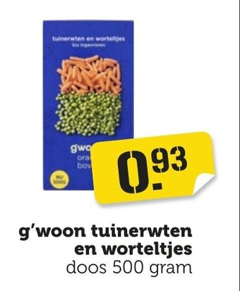 Coop g'woon tuinerwten en worteltjes doos 500 gram aanbieding