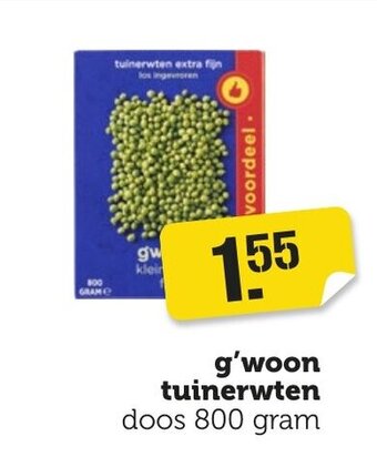 Coop g'woon tuinerwten doos 800 gram aanbieding