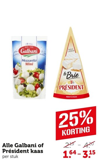 Coop Alle Galbani of Président kaas per stuk aanbieding