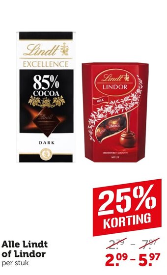 Coop Alle Lindt of Lindor aanbieding