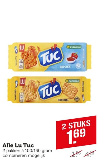 Coop Alle Lu Tuc 2 pakken à 100/150 gram aanbieding