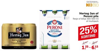 Coop Hertog Jan of Peroni pils flesje of blikje 300-500 ml of multipack aanbieding
