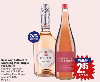 ALDI Rosé wijn halfzoet of sparkling Pinot Grigio rosé, Italië aanbieding