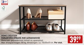 ALDI HOME CREATION Industriële zitbank met schoenenrek aanbieding