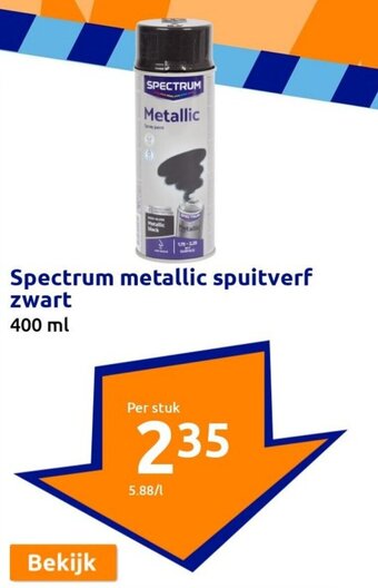 Action Spectrum metallic spuitverf zwart 400 ml aanbieding