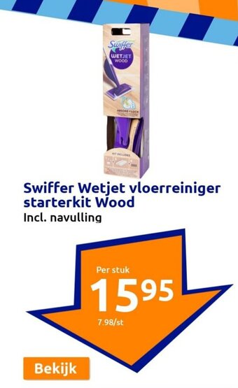 Action Swiffer Wetjet vloerreiniger starterkit Wood aanbieding