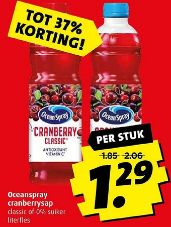 Boni Oceanspray cranberrysap aanbieding