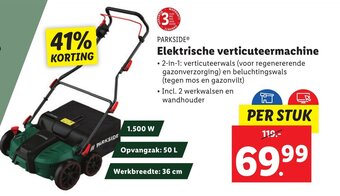 Lidl PARKSIDE Elektrische verticuteermachine aanbieding