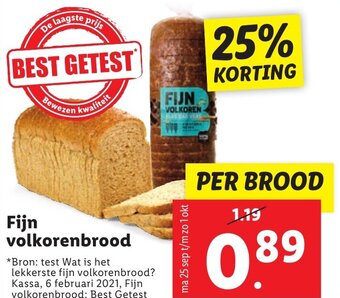 Lidl Fijn volkorenbrood aanbieding