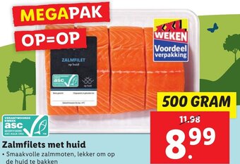 Lidl Zalmfilets met huid  500g aanbieding