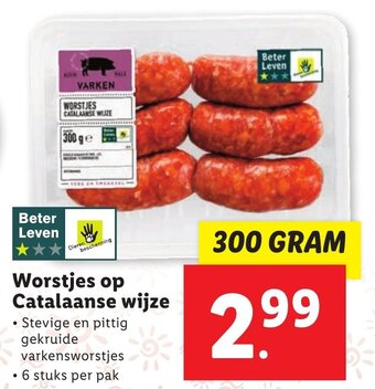 Lidl Worstjes op Catalaanse wijze  300g aanbieding