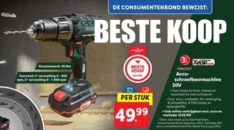 Lidl PARKSIDE Accu-schroefboormachine 20V aanbieding