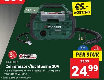 Lidl PARKSIDE Compressor-/luchtpomp 20V aanbieding