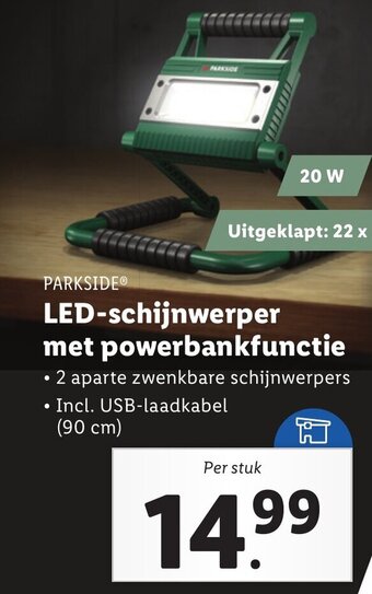 Lidl PARKSIDE LED-schijnwerper met powerbankfunctie aanbieding