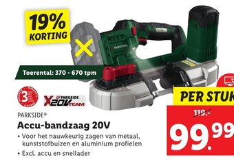 Lidl PARKSIDE Accu-bandzaag 20V aanbieding