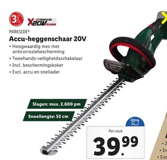 Lidl PARKSIDE Accu-heggenschaar 20V aanbieding