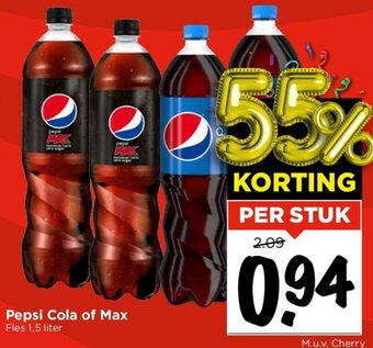 Vomar Voordeelmarkt Pepsi Cola of Max Fles 1,5 liter aanbieding